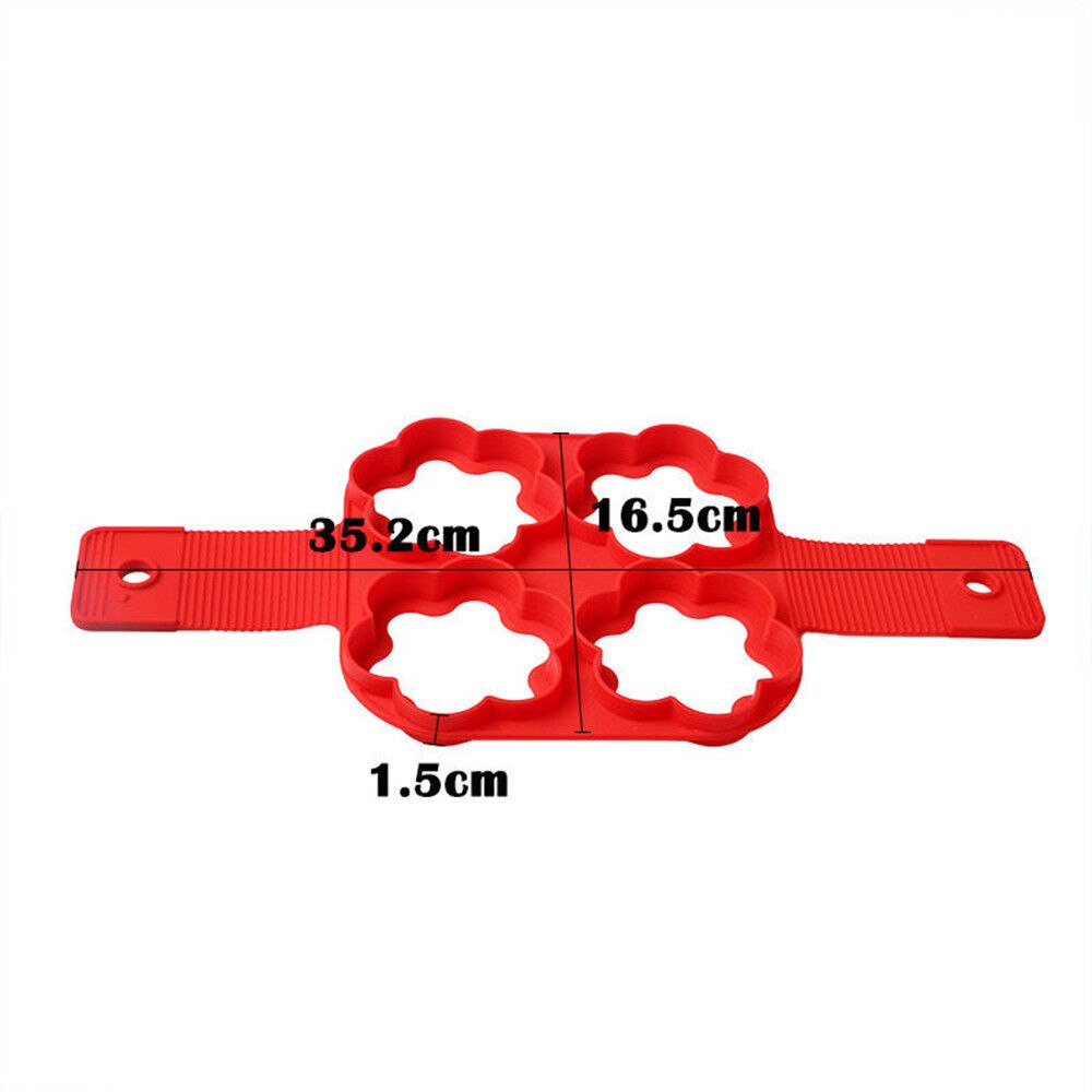 Non Stick Flippin' Fantastic Pancake Pan Flip Perfect Breakfast Maker Eggs Omelette Flipjack Tools 4 Grids Pancake Maker Tools: Flower
