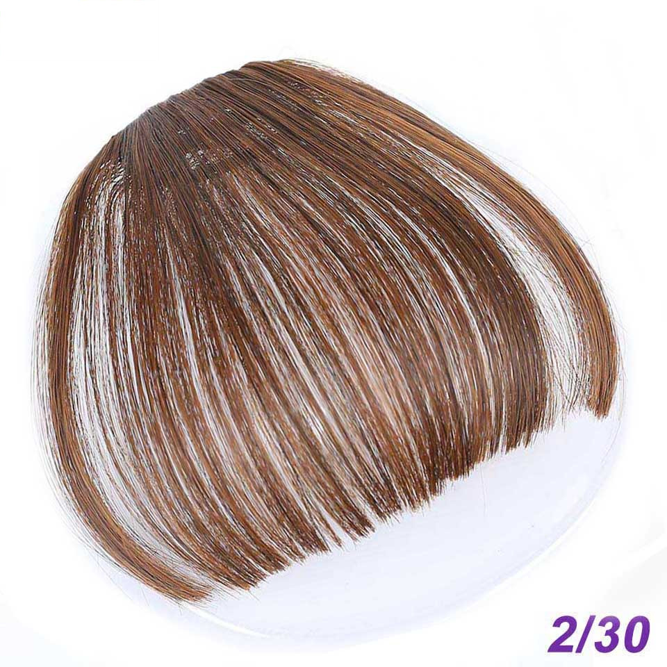 Flequillo romo sintético liso Natural LM, fibra de alta temperatura, marrón, flequillo completo con Clip para mujer con flecos de pelo de 6 pulgadas