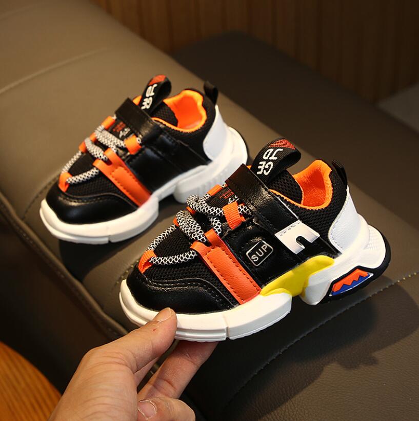 Autumn Fashionable Net Breathable Leisure Sports Running Shoes For Girls Shoes For Boys Brand Kids Shoes: Black / 26