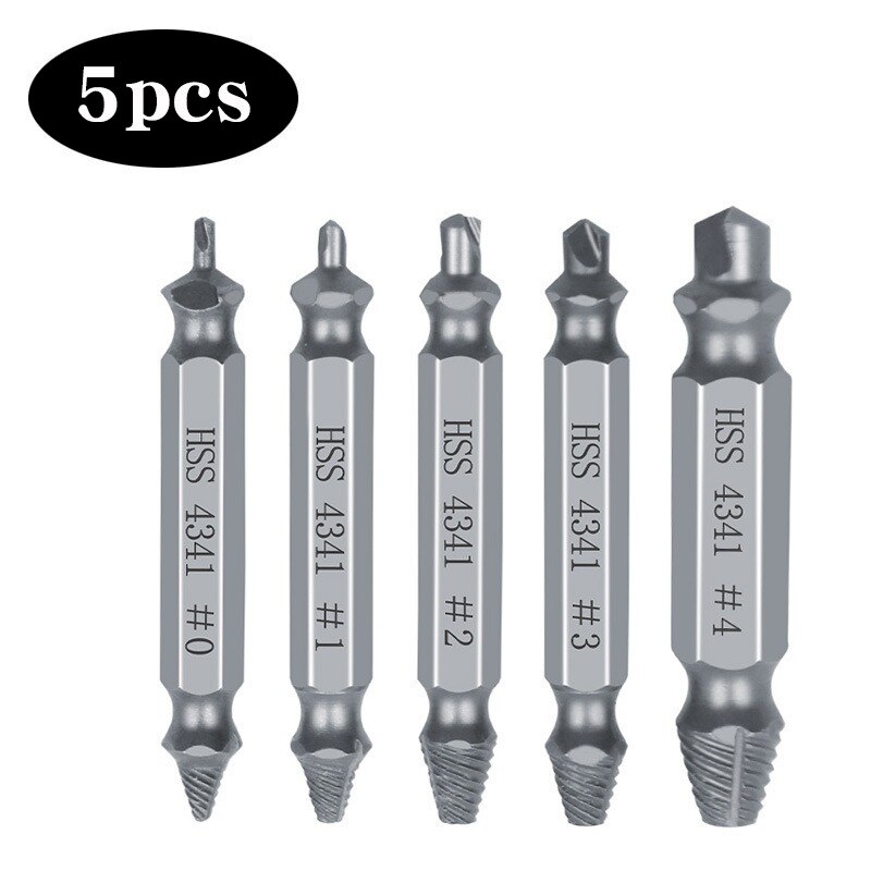 4/5/6 PCS Damaged Screw Extractor Drill Bit Set Stripped Broken Screw Bolt Remover Extractor Easily Take Out Demolition Tools: 5PC Silver