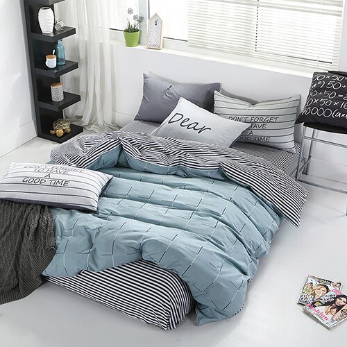 Ensemble de literie en Satin de coton de luxe | Taille simple/Double/reine, ensemble de lit, housse de couette, draps et taie d'oreiller, ensemble de literie pour la maison 3-4 pièces: Blue / Single