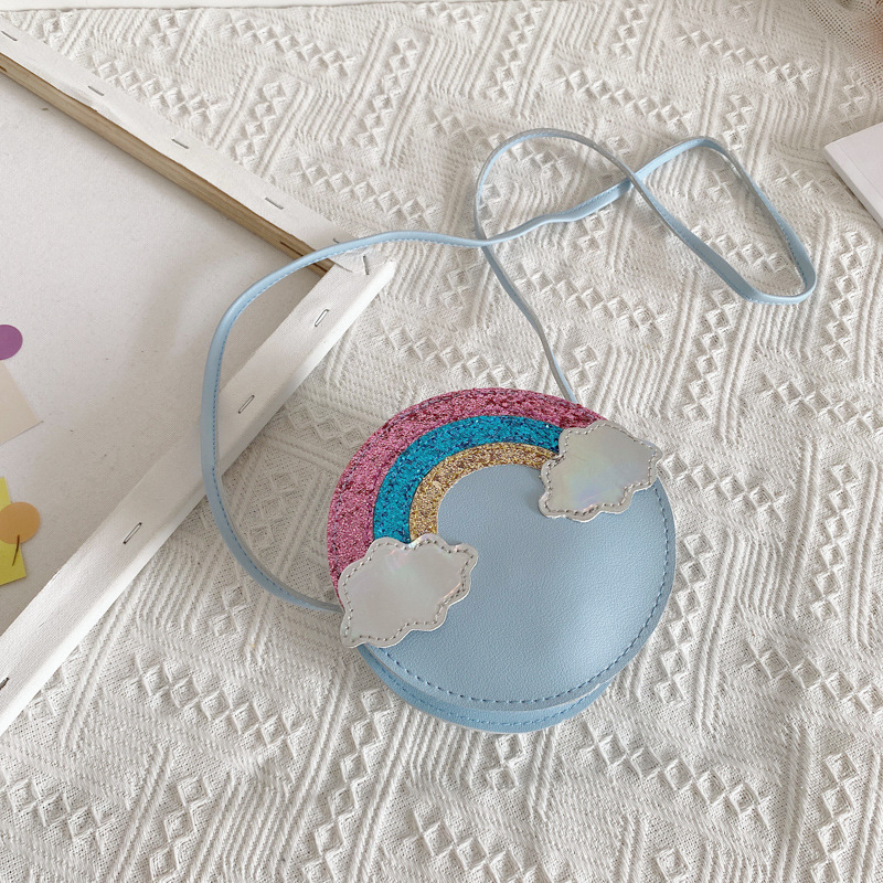 Monsisy Meisje Regenboog Tas Voor Baby Portemonnee En Handtas Kinderen Portemonnee Kid Schoudertas Leuke Mini Crossbody Tas Glanzend kleine Tas: Blauw