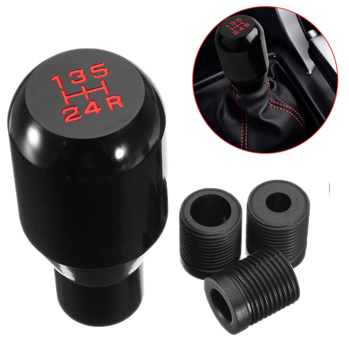 Manual Shift Knob 5-Speed Aluminum Alloy Head Knob Auto Car Gear Head Manual Transmission Handle Stick Lever Car Accessories
