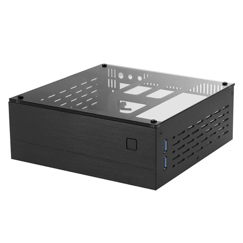 B01 mini itx computer kabinet aluminium / glas dokumentmappe hjemmebiograf computer kasse desktop pc kabinet: B-bk
