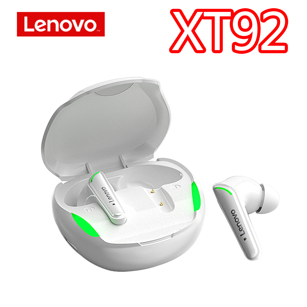 Lenovo LP40 XT82 XT92 XT96 Bluetooth 5.1 słuchawki bezprzewodowe słuchawki HiFi Stereo Bass sterowanie dotykowe zestaw słuchawkowy do gier z mikrofonem: XT92 White