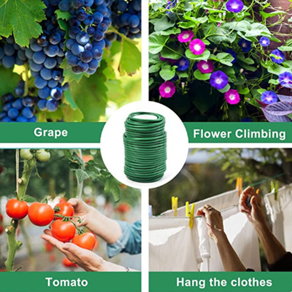 Attaches de câble de jardinage 8m/10m, ficelle végétale verte, Flexible, pliable, Support de jardin, attache de câble, fil d'acier enduit de caoutchouc réutilisable