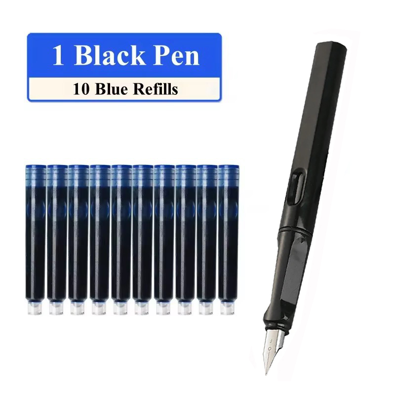 Fountain Pen Set Replaceable Ink Refill Calligraphy Multifunction Pens For Writing 0.38mm Office School Stationery Supplies: Yellow