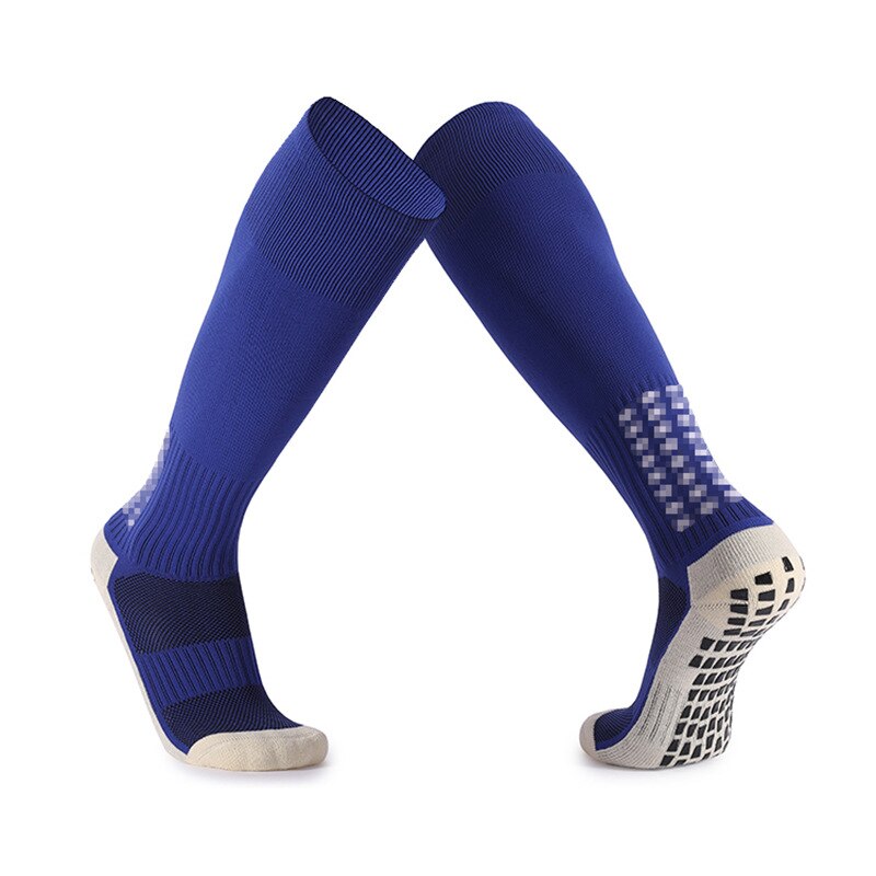 Sweat-Absorbent Wear-Resistant Men&#39;s Soccer Socks Towel Bottom Thickened Football Stocking Over Knee Long Tube Calcetines Hombre: ZQW006-G7-Blue