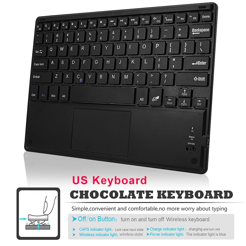 Touch Keyboard For iPad 10.2 Bluetooth Wireless German/English Keyboard For iPad 10.2 Spain/French/Russian Keyboards