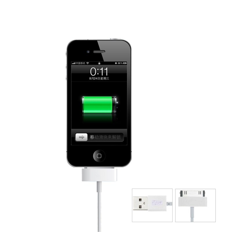30 -stifts usb-kabel för iphone 4s 4 90cm vit silikontråd laddarkabel snabbladdning datasynksladd för ipad 3 2