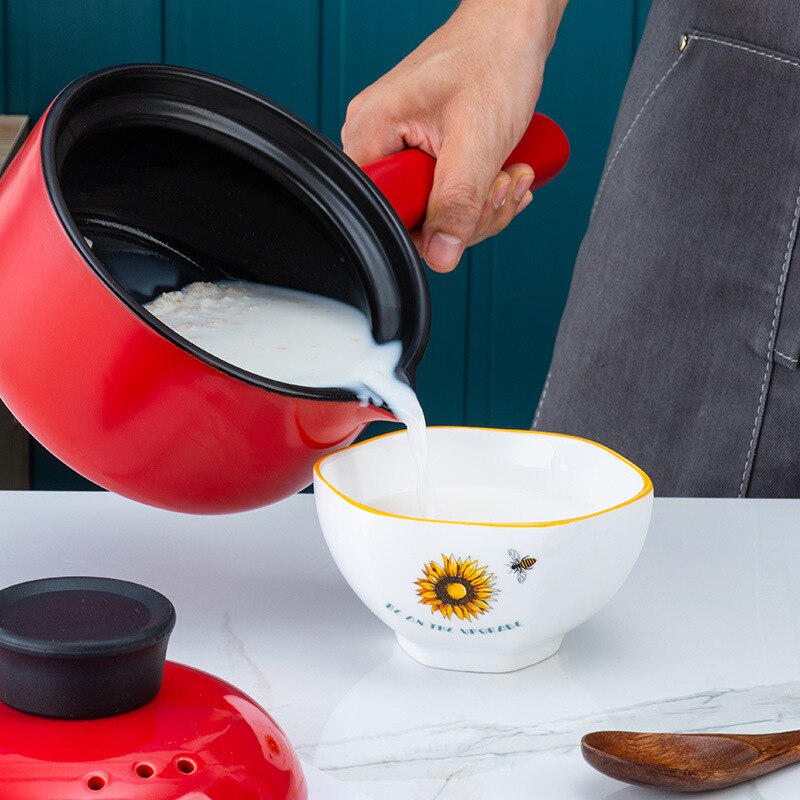 Casserole Mini Stew Pot With Handle Household Gas Ceramic Porridge Pot 1L