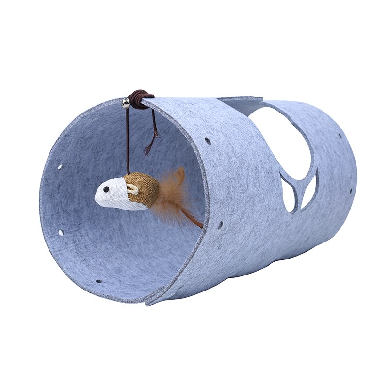 Túnel para gatos, juguetes creativos DIY, tela de fieltro, túnel para gato, campana, ratón, pluma, juguete para mascotas, estera de fieltro, túnel para gato, juguete para jugar
