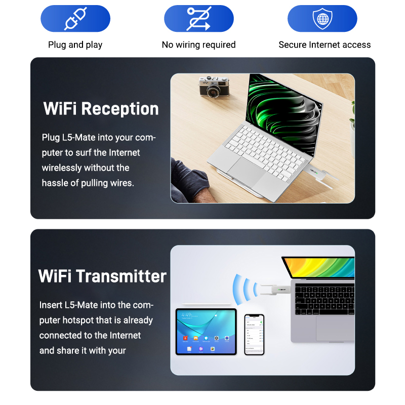 Adaptador usb sem fio walmart 1300 mbps wi-fi 5 dual band 5g 2.4g usb 3.0 bt5.0 com antena wi-fi, placa de rede dongle para windows 10/11 receptor.