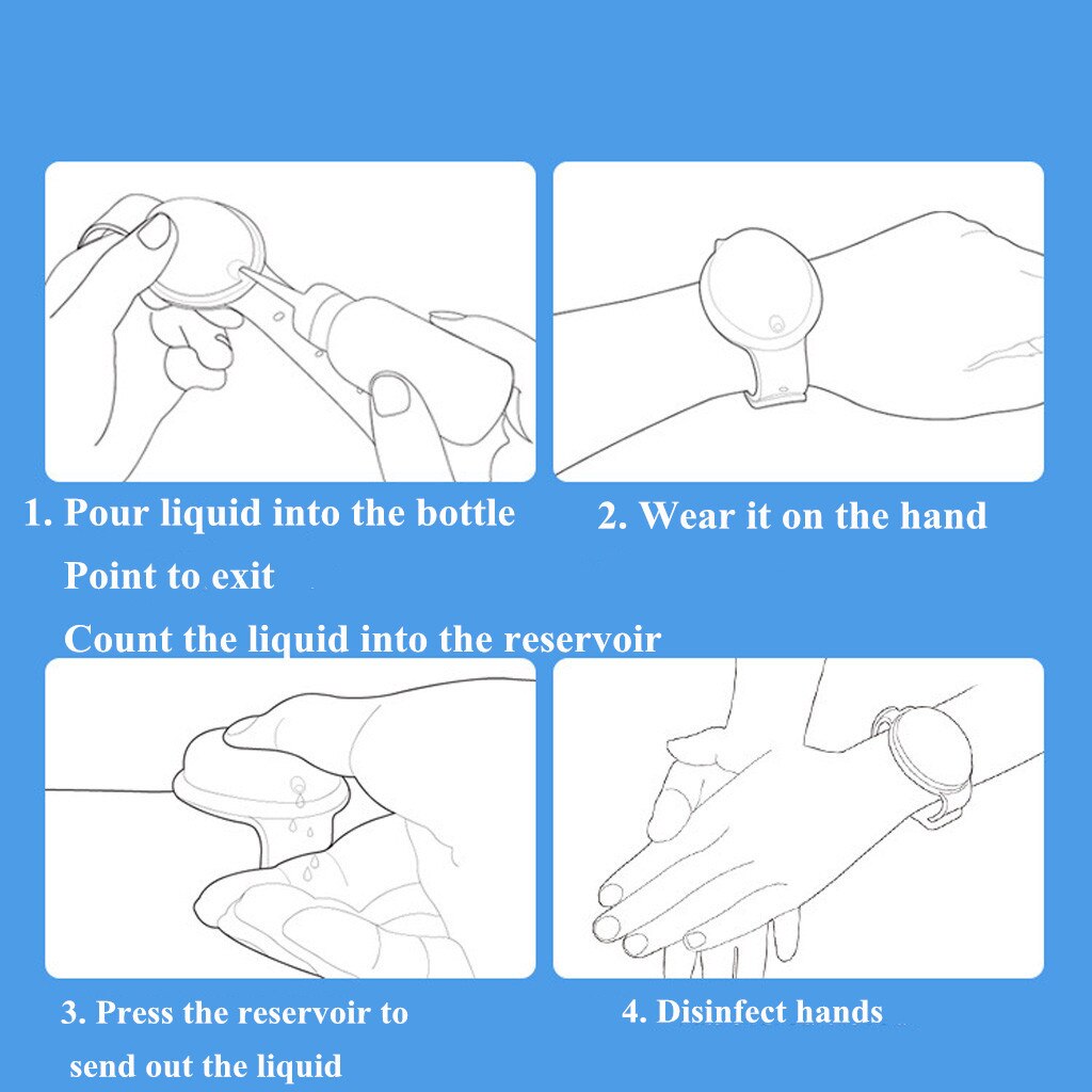 10ML Wearable Portable Refillable Bottles Wristband Hand Dispenser Soap Bracelet Refillable Bottles Hand Sanitizer Dispenser
