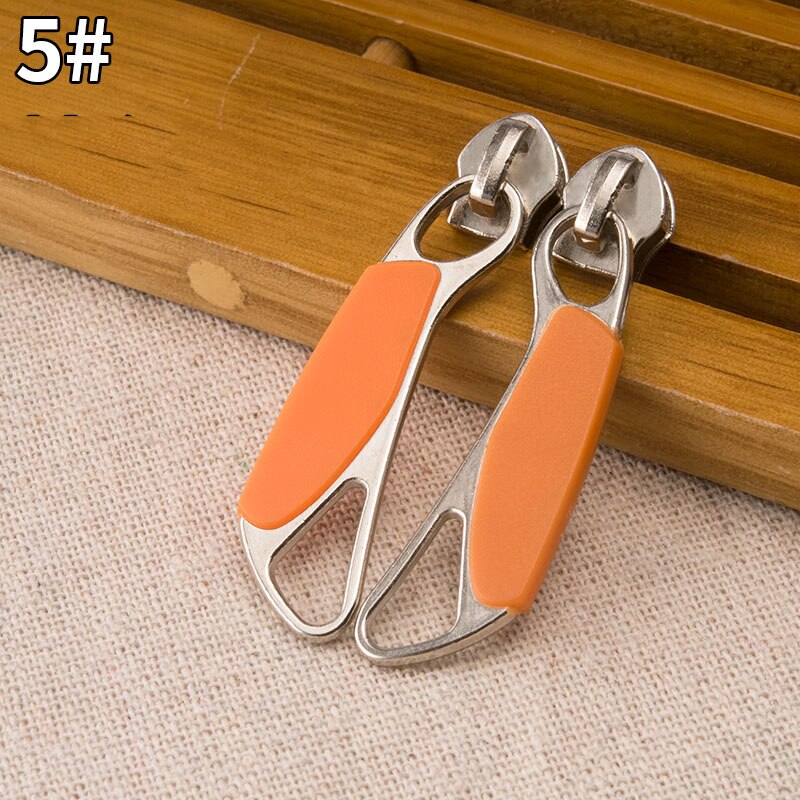 1pair 5# 8# Zipper Sliders for Nylon Zipper Luggage Bag Zipper Head Handbag Password Lock Zipper Repair Kits Accessories: No5orange