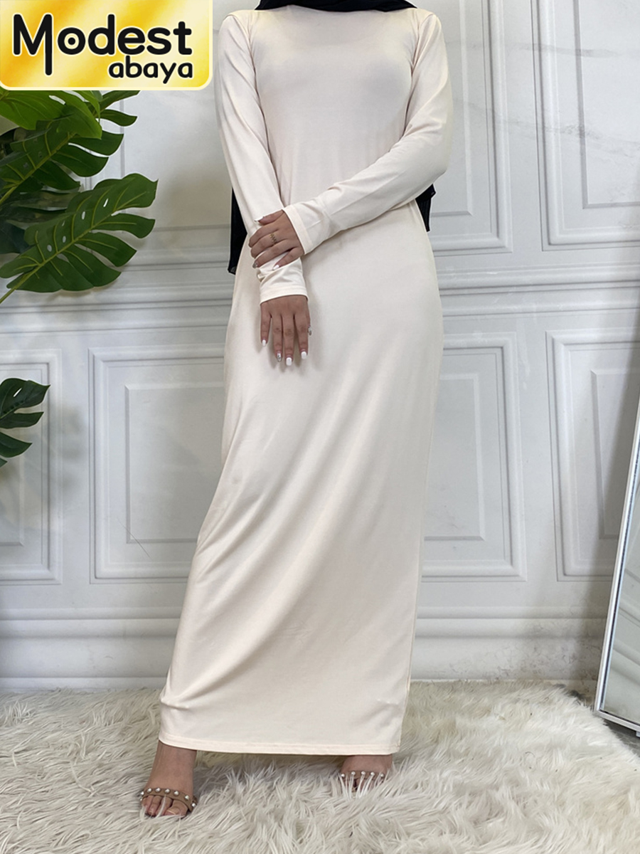 Vestido Abaya modesto para mujer, Vestido informal con cuello de tortuga, Hijab, Vestido interior musulmán para mujer, Maxi bata caftán turco, ropa islámica