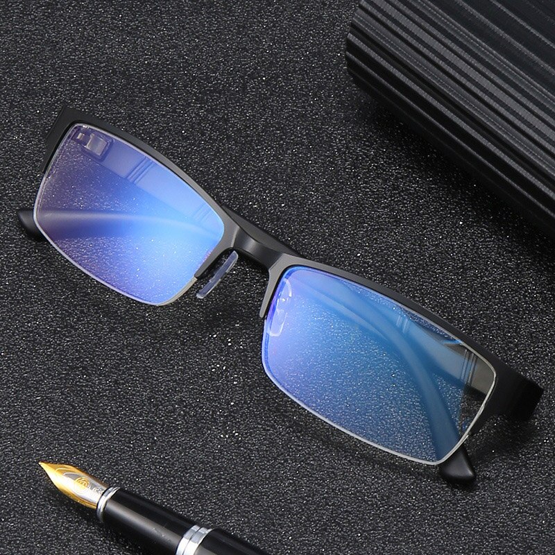 Unisex Anti Blue Rays Computer Glasses Men Alloy Half Frame Blue Light Coating Gaming Glasses Women Anti Eyestrain Eyewear