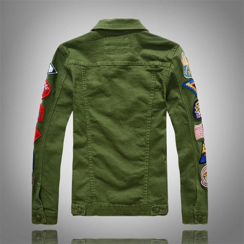 Men's Jacket Slim Fit Denim Jacket Men's Green White Jacket