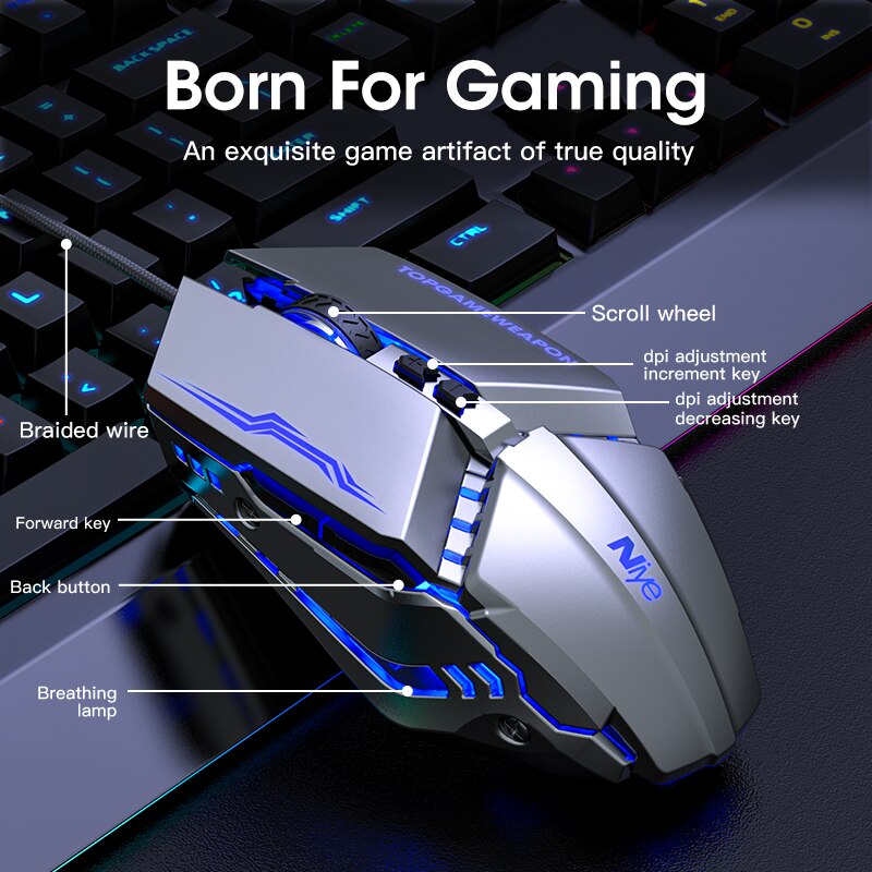 Ergonomic Wired Gaming Mouse LED 3200 DPI USB Computer Mouse Gamer Mice G10 Silent Mause With Backlight Cable For PC Laptop
