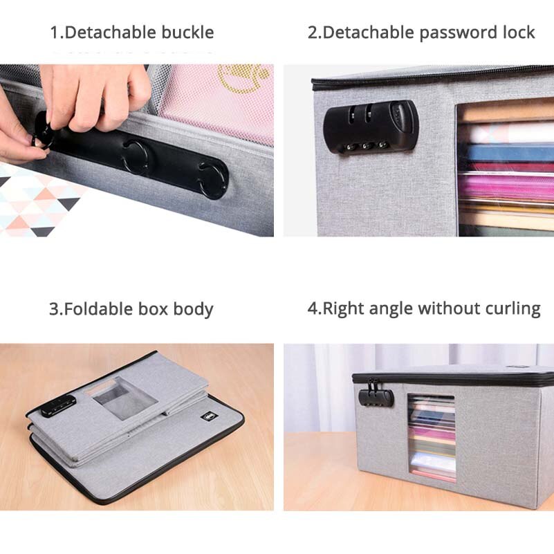 Hard Foldable Detachable Document Storage Bag Box Multifunction File Box Bag Large Capacity Document Orgnizer