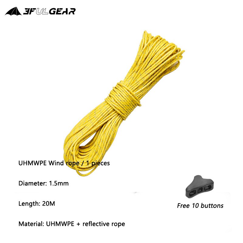 3F UL GEAR – corde à vent pour tente de Camping, 2mm de diamètre, 20m