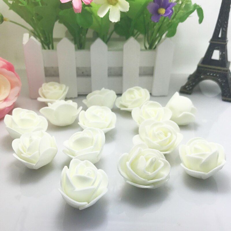 10pcs Tiffany blue Mini PE Foam Roses Artificial Flowers For Wedding Box Handmade Decoration DIY Wreath Valentine's day: beige