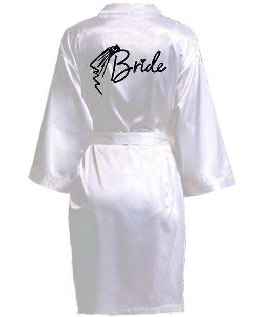 Wedding Party Team Bride Robe With Black Letters Kimono Satin Pajamas Bridesmaid Bathrobe SP033: L / Gold