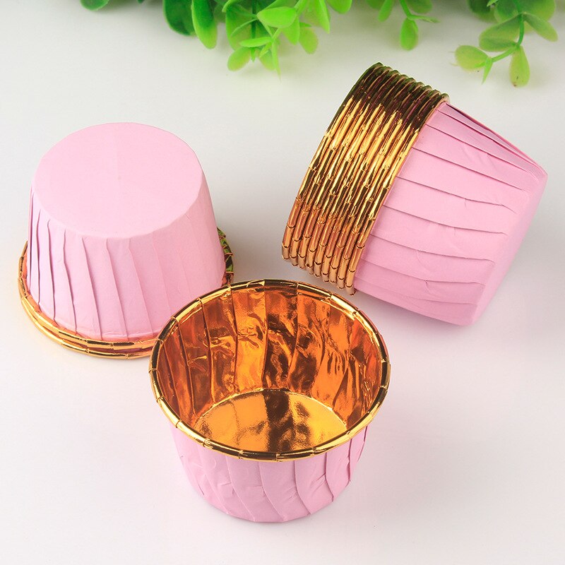 50Pcs Muffin Paper Cups Gold Cupcak Liner Cake Wrappers Bakken Cup Lade Cake Paper Cups Cake Bakvorm voor Gebak Gereedschap