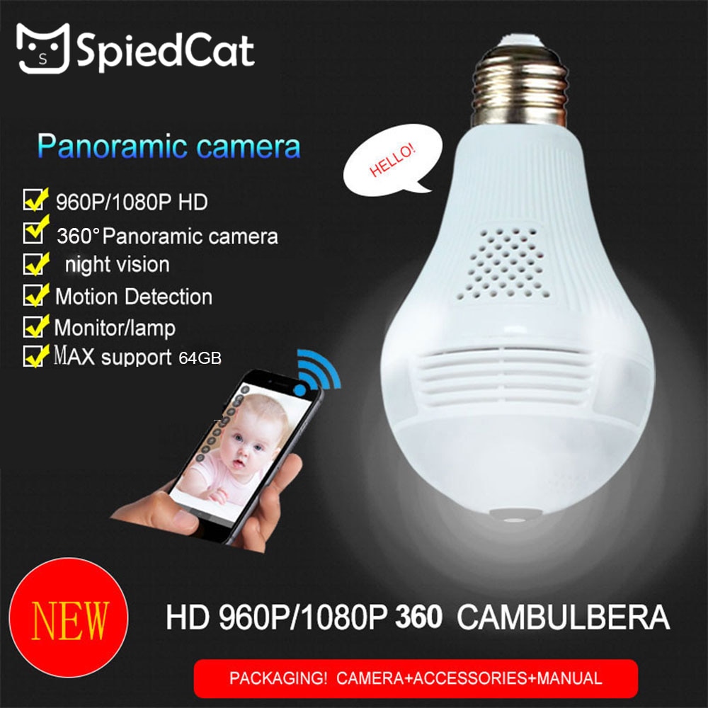 Lamp Lamp Draadloze Ip Wifi 960P Hd Panoramisch Fish Eye Home Security Cctv Camera 360 Graden Nachtzicht Camera ondersteuning Tf-kaart