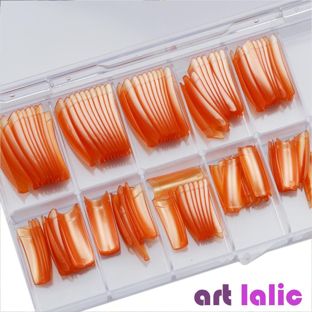 100 st/ set fransk stil nagelspetsar pärlemorfärg falsk akryl uv gel nail art spets glans yta: Pärlemor orange
