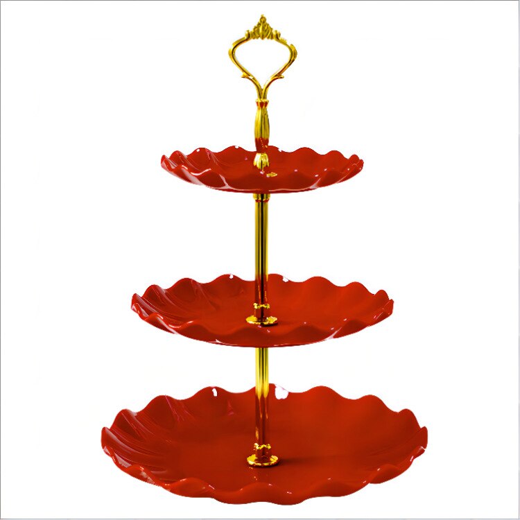 European Three-layer Cake Stand Wedding Party Dessert Table Candy Fruit Plate Cake Self-help Display Home Table Decoration Trays