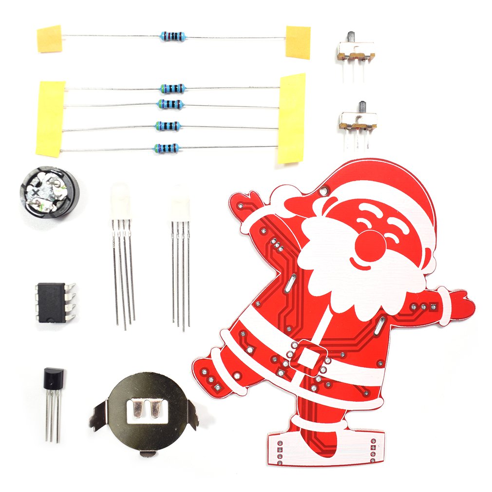 Diy Kerstman Kerstboom Decoratie Hanger Muziek Kit 7 Led Verlichting Schakelaar Automatisch Power On
