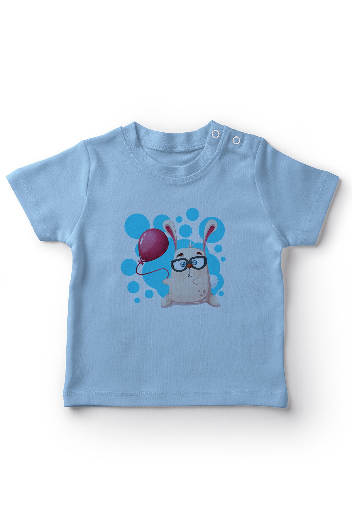 Angemiel bébé ballon tenant lunettes lapin bébé garçon T-Shirt bleu