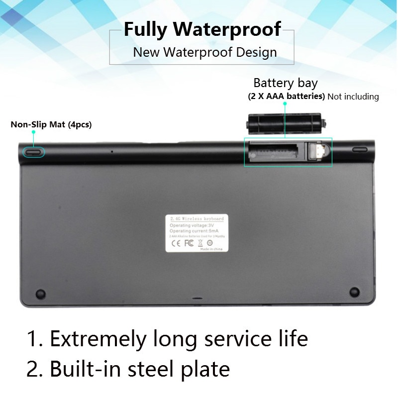 DATA FROG Portable Wireless Keyboard for IOS Android 2.4G Mini Keyboard Mouse Set For Mac/Notebook/TV Box/PC Office Supplies