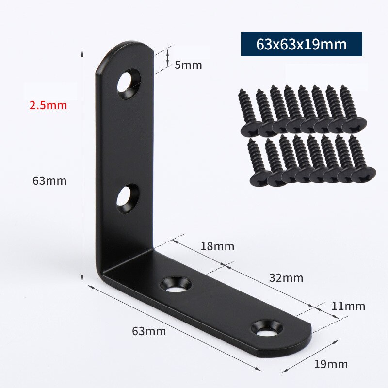 4 pcs L Shape Corner Bracket With Screws Connector Stainless Steel Fixing Right Angle Brace Furniture Hardware: F