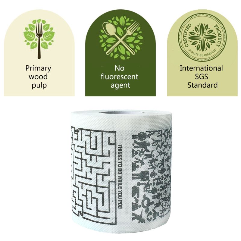 Hauska painettu kuvio 2-- kerroksinen wc-paperi puumassa hajusteeton pehmopaperi kotikylpykeittiön päivittäiseen käyttöön