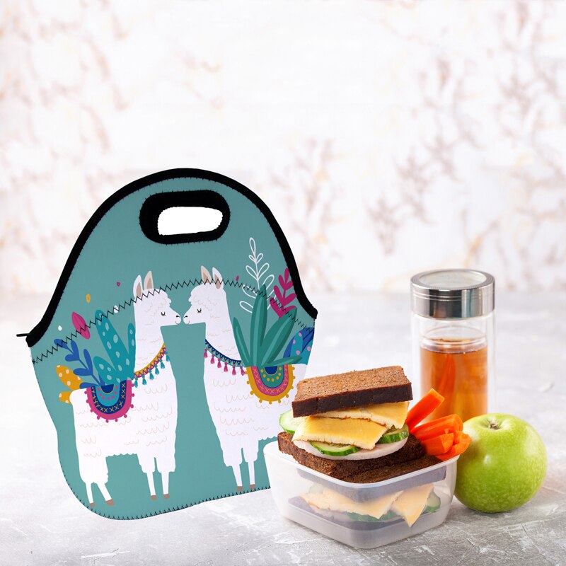 Jom tokoy alpaca termisk isoleret print madposer til kvinder børn termopose madpakke mad picnic tasker tote håndtasker