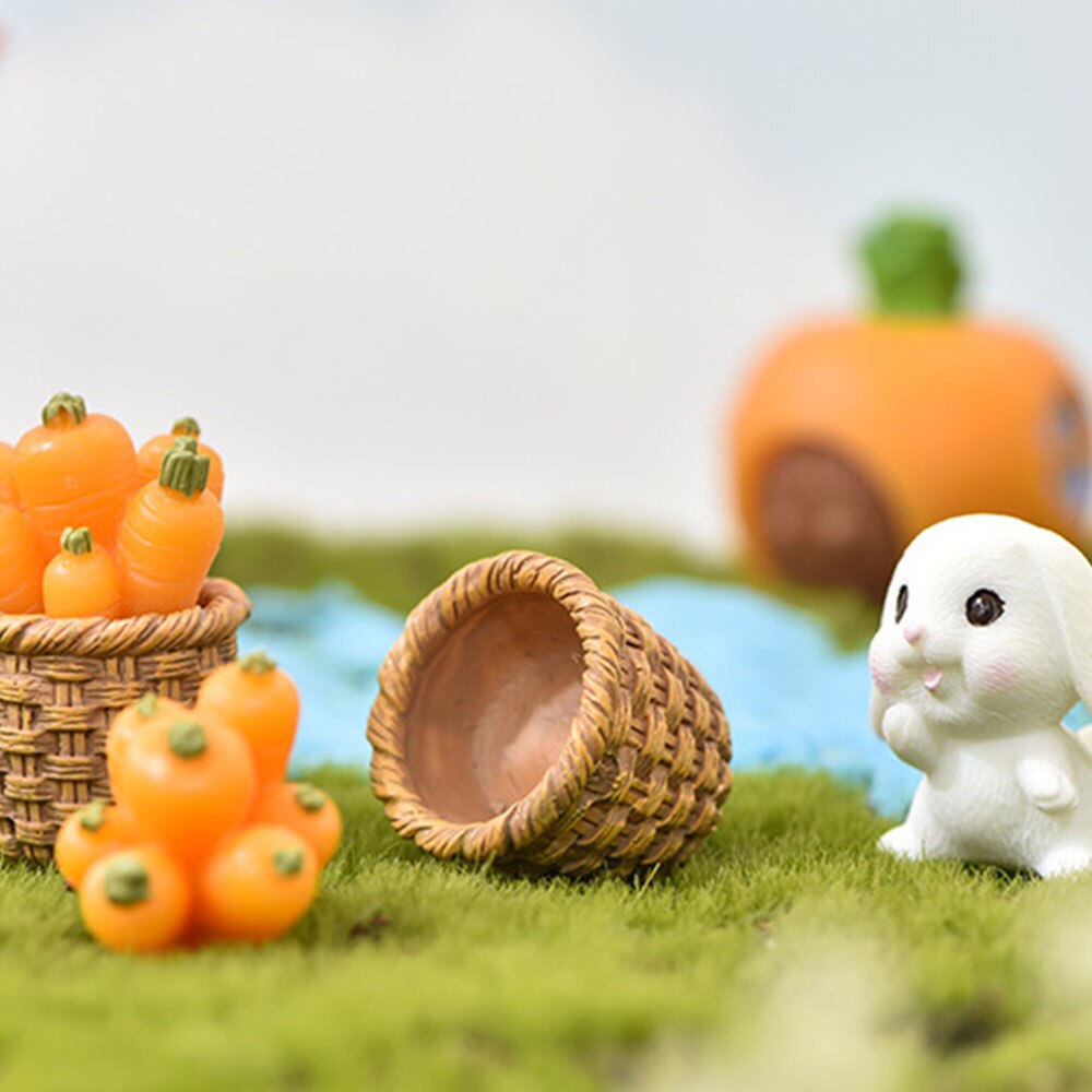 Mignon Animal dessin animé lapin carotte résine jardinage plante accessoires Micro paysage ornements jardin décoration