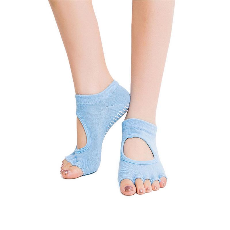Fem tæer sokker kvinder runde yoga sokker balletdans sokker til kvinder: Himmelblå