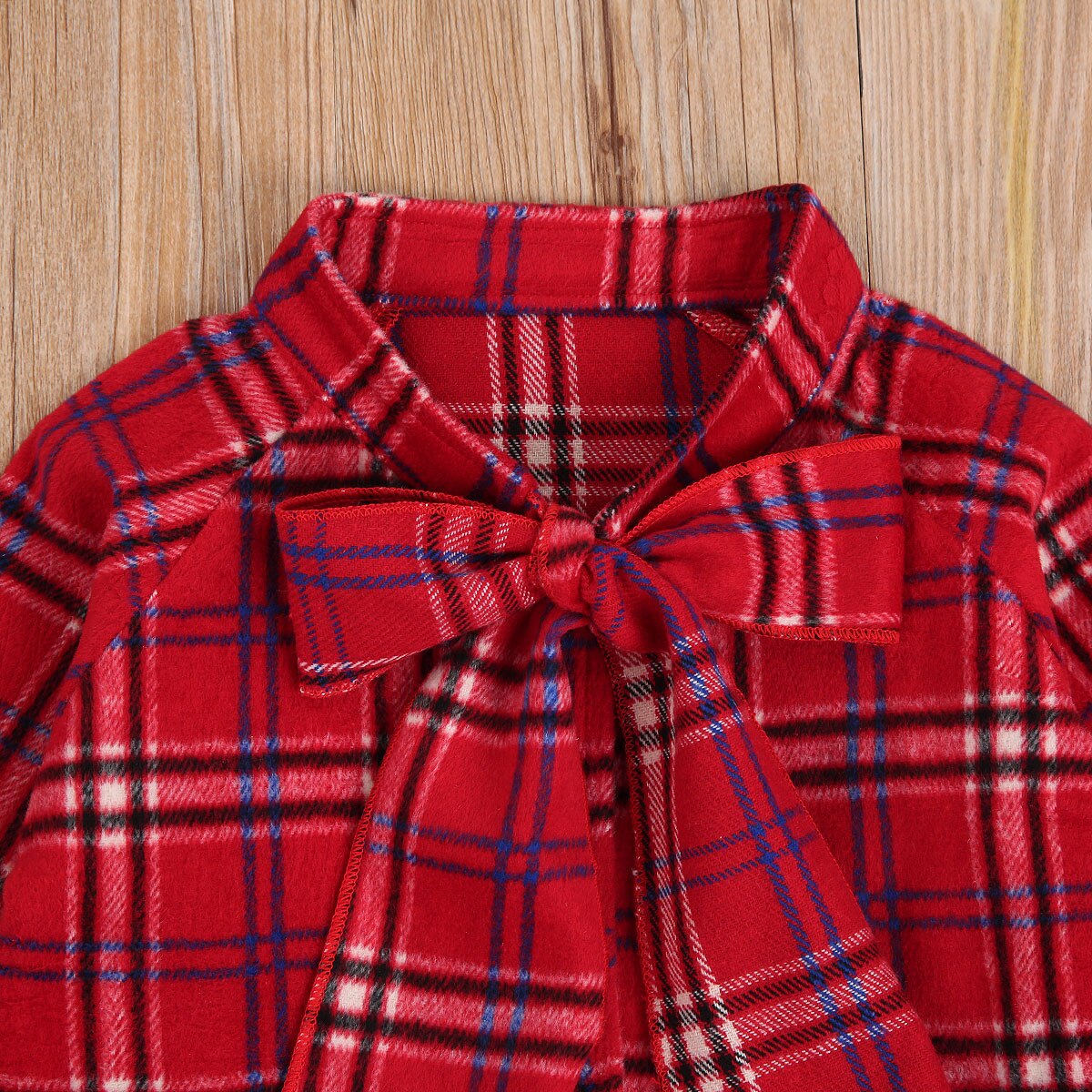 Red Plaid Girl Shirt Toddler Kids Child Blouse Xmas Casual Long Sleeve Top Button Pocket Children Stand Collar