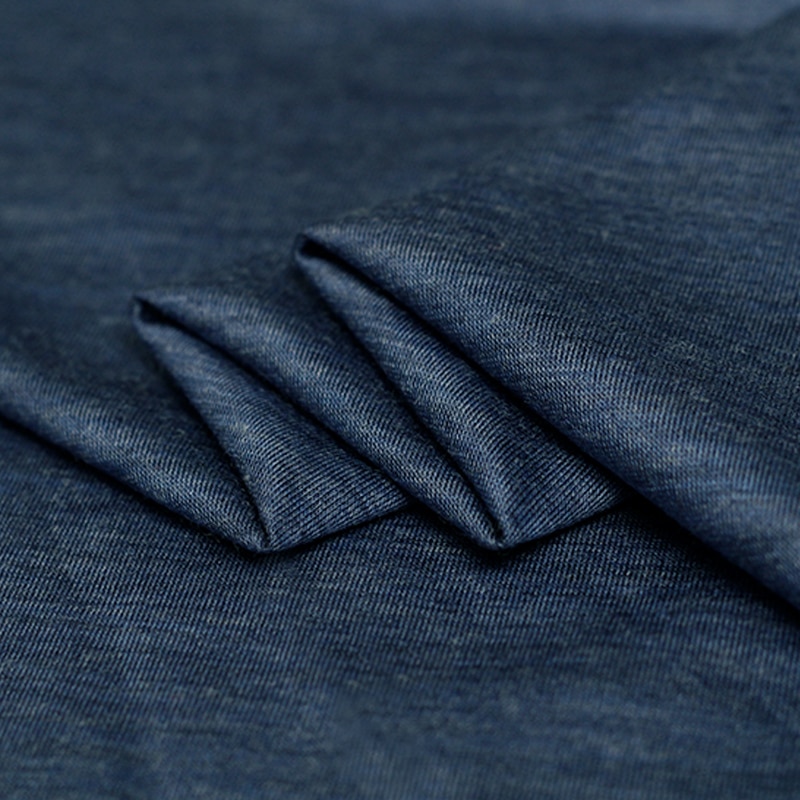 Telas de lana de punto de alto brillo perlsilk azul fino suave, Material de prenda para otoño, camiseta para mujer, tela de costura a medida,
