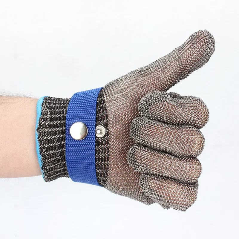 Guantes de acero inoxidable anticorte, protectores de mano resistentes al corte, malla de carne de Metal, a prueba de puñaladas, cuchillo de alambre de carnicero