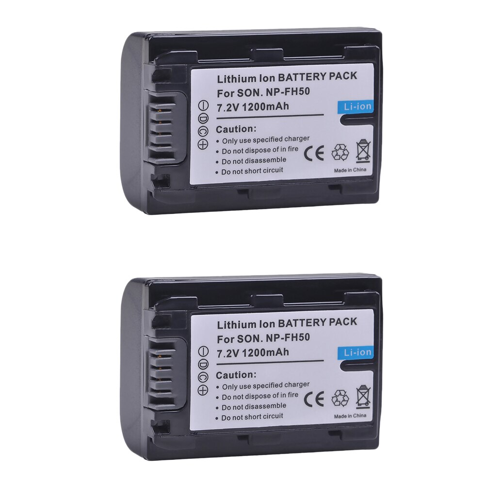Batería NPFH50 de NP-FH50 para Sony NP-FH30, NP-FH40, NP-FH50, NP-FH70, NP-FH100, HX100V, HX200, HX200V, DSC-HX1, A290, A330, 2 uds.: 2 battery