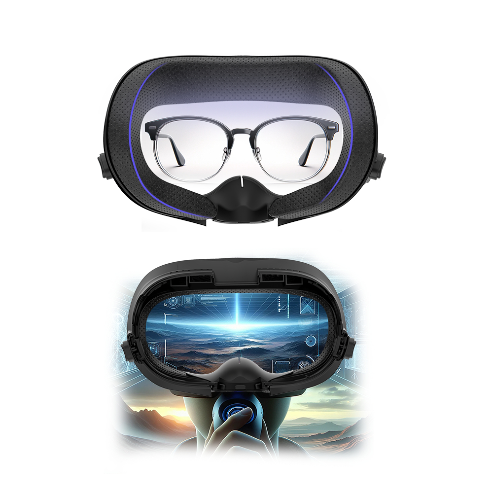 Gezichtsinterface gezichtsbedekking voor Meta Quest 3 VR met anti-licht neuskussentje PU lederen gezichtskussen voor Meta Quest 3-accessoires