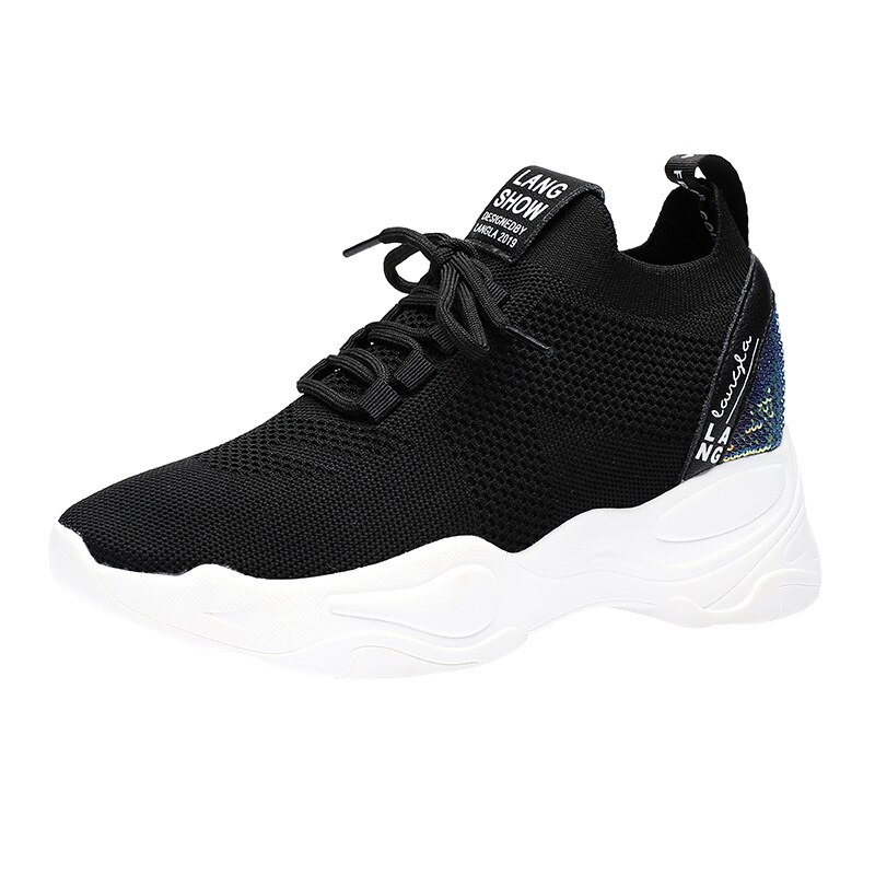 Sport Schuhe frauen Herbst/Winter Neue Kunst Fliegende gewebte Atmungs Alte Schuhe Erhöht Kleine Weiße Schuhe lässig Schuhe: 1 / 35