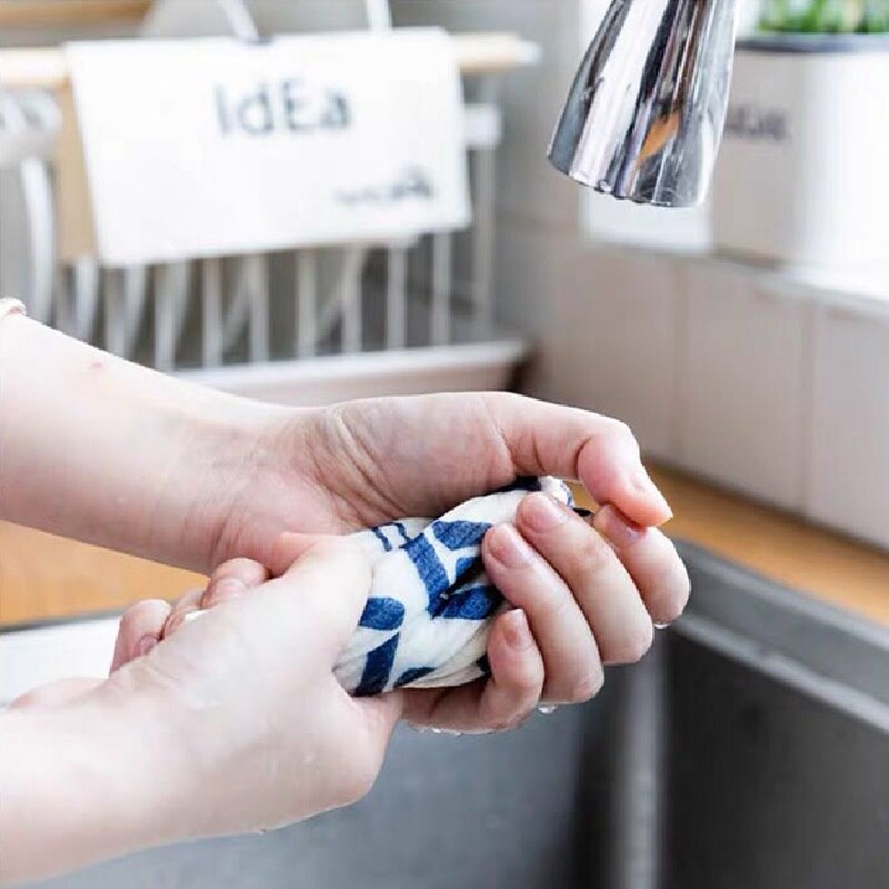 Bamboevezel schoonmaakdoeken, katoenen vaatdoeken met vogelmotief, herbruikbare schuurspons, ontvettingsdoek, keukenhanddoek