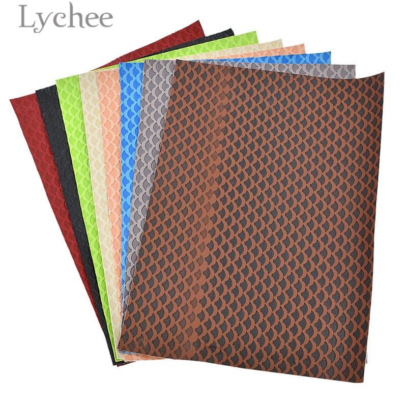 Lychee 15 x 21cm a5 schelp zeemeermin reliëf imitatieleer stof synthetisch leer diy materiaal voor handtas kledingstukken