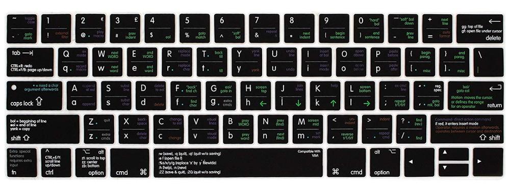 Premium VIM/VI Shortcuts Keyboard Cover for Macbook Pro 13 15 With Touch Bar [Released ] A1706/A1707