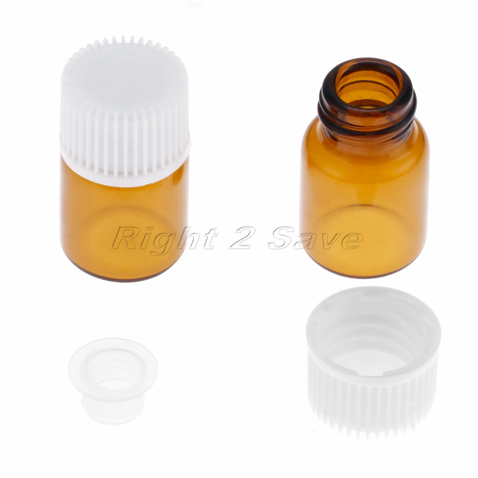 10 stücke Ätherisches Öl Glas flaschen 1ml 2ml 3ml 4ml 5ml gemüse öl Essenz Speicherung aromatherapie weiß Kappe Parfüm Bernstein Fläschchen: 2ml