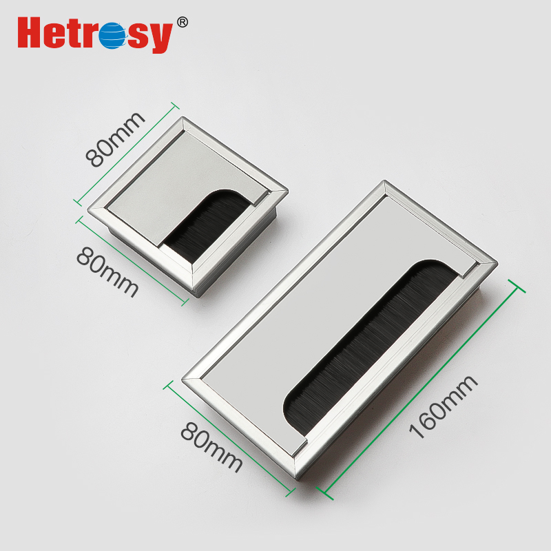 Hetrosy kontor hardware mat sort rektangel ledning kabel gennemføring aluminium firkantet bord skrivebord gennemføring med flere størrelser